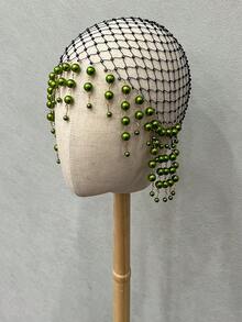 1pc Asymmetrical Pearl Embellished Headpiece With Rhinestones, Luxury Women Hair Accessory - Multicolor - View 18