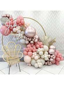 35 piezas de globos de látex en colores rosa dorado, rosa, beige y blanco con acabados brillantes y metálicos. Son adecuados para cumpleaños, bodas, compromisos, despedidas de soltera, eventos de revelación de género y baby showers. Estos globos se pueden usar para decoraciones de fiestas DIY o como accesorios para fondos fotográficos. - Retro rosa y blanco - Ver 6