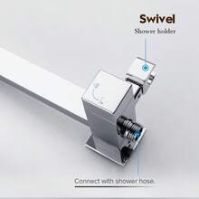 Twin Shower Head Rail Set Square Gooseneck Shower Arm 8" Rain Shower Head 3-Mode Handheld Brass 2 In 1 Diverter Chrome - Chrome - View 7