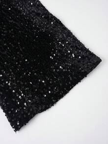 两件套 - 优雅精致的派对套装，长袖外套搭配直筒裤，魅力十足的休闲亮片条纹西装，适合情人节、新年活动、派对等场合 - 黑色春季款 - 彩色 - 查看 10