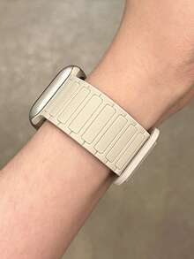 一套双色磁扣硅胶表带+表壳，适用于46mm、38mm、40mm、41mm、42mm、44mm、45mm、49mm表盘，可爱糖果色表带搭配保护壳，兼容苹果Series 11、10、9、8、7、6、5、SE、Ultra 2。 - 杏色 - 查看 6