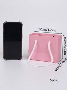 20个迷你粉色带提手礼品袋 - 适合手工爱好者、派对策划师、送礼者，可用于婚礼、生日、派对、手工制作、礼品和珠宝收纳 - 粉色牛皮纸（4x5x2英寸）中小型派对礼品袋 - 彩色 - 查看 13