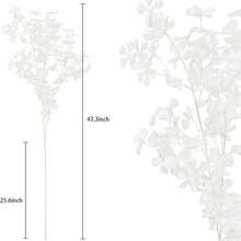 MEHELANY 3/1支人造白色苹果花枝 - 仿真樱花装饰，逼真花卉装饰，适用于婚礼、订婚、情人节，塑料仿真花，可用于家居和酒店天花板、桌面摆设、婚礼装饰、花瓶填充 - 白色 - 查看 4