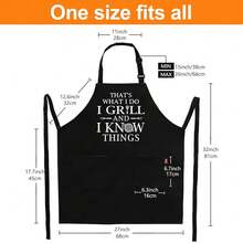Funny Grilling Aprons For Men - BBQ CooFKing Apron With 2 Pockets, Adjustable Neck Strap And 40\ Long Ties - That's What I Do I Grill And I Know Things,Black31 - Black31 - 查看 5