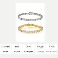 2条装4.0毫米网球手链，男女通用，18K白金/镀金，4.0毫米圆形立方氧化锆经典网球手链 - 彩色 - 查看 16