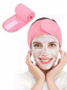 1/2/3 Piezas Banda para el cabello con gancho y bucle, diadema, diadema para lavarse la cara - Rosa - Ver 13