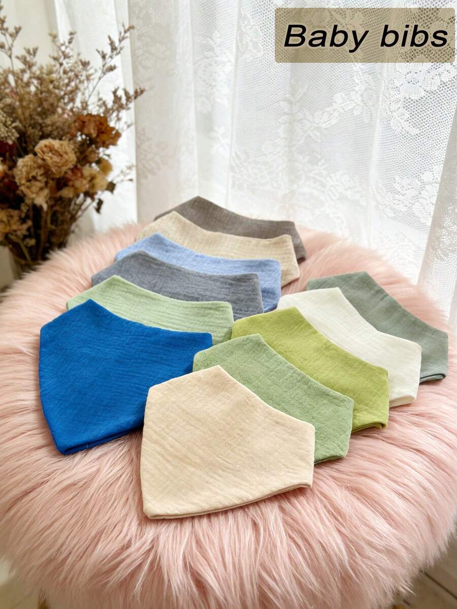 5 chiếc/gói, yếm ăn cho bé bằng cotton nguyên chất, mềm mại và thoáng khí, cần thiết cho sự phát triển của bé, quà tặng sinh nhật. - Nhiều màu - Xem 1