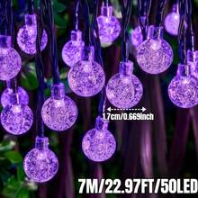Luces de cadena de bola de cristal solar para exteriores 5m/7m/12m - 20/50/100 LED, 8 modos de iluminación, luces de jardín impermeables, adecuadas para patio, camping, cenador, pared, ventana, fiesta, boda, terraza, Navidad, decoración de San Valentín - Verde Oscuro - Ver 23