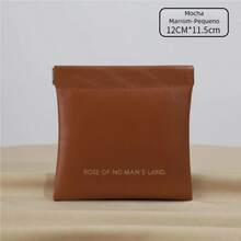 New Simple Closure Pouch, Mini PU Earphone Storage Pouch, Portable Coin Purse. - 棕色 - 查看 6