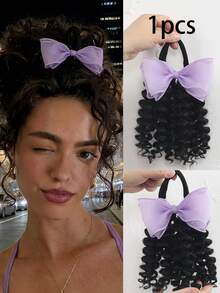 1 Pc 8-Inch Bowknot Braid Ponytail Wig, Suitable For Daily Wear By Women - Natural Black - View 21