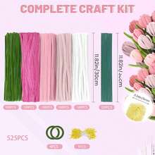 1 pachet de accesorii florale pentru artizanat, tulpini de chenilă, potrivite pentru ambalarea buchetelor de flori DIY, decorațiuni pentru petreceri (roz). Buchete DIY (lalele, buchete de mireasă), cadou ideal, cadou de Ziua Îndrăgostiților - Multicolor - Vizualizare 5