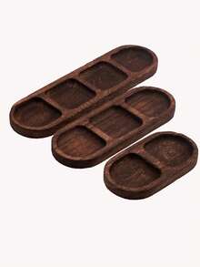 3件套复古木质首饰盒收纳整理盒，装饰托盘，适用于玄关、桌面、床头柜，一年四季各种场合皆宜