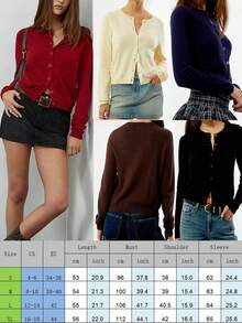 Womens Cardigan Sweaters Round Neck Long Sleeve Lightweight Button Down Sweater 2026 Spring Knit Tops - Red - View 2