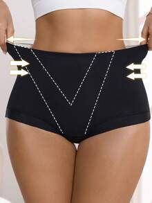 Quần lót nữ cạp cao, không đường may, ôm bụng, không chun, tôn dáng, không cuộn, giúp thon gọn vòng eo, màu trơn, kiểu tam giác. - màu đen - Xem 5
