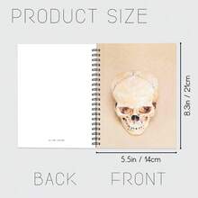 1本A5螺旋笔记本，图案为人类头骨解剖，米色横格内页，适用于医学生和科学笔记 - A5 - 查看 2
