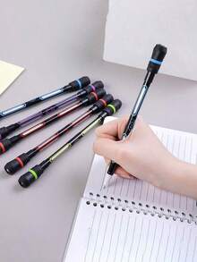 4支装 0.5mm 黑色签名旋转指尖笔 创意指尖旋转笔 日常办公书写笔 可替换笔芯 减压笔 - 彩色 - 查看 5