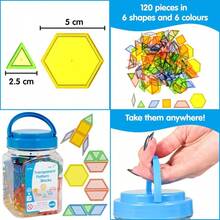 edxeducation Bloques de patron transparente Juego de 120 mini frascos Bloques de patron de plastico Clasificacion de practica patrones medicion y fracciones Juego sensorial Manipulador de matematicas para niñosDuradero y cultiva el interés de los niños - Multicolor - Ver 1