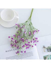 1束人造塑料满天星花束，仿真花，适用于情人节、新娘、婚礼、秋季、家居装饰、花瓶填充、派对、生日、户外花园装饰 - 紫紅色 - 查看 5