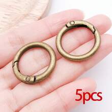 5个弹簧O型环圆形登山扣钥匙圈扣锌合金圆形弹簧钩适用于钥匙链钥匙圈DIY钱包手提包链条环扣替换件 - 彩色 - 查看 33