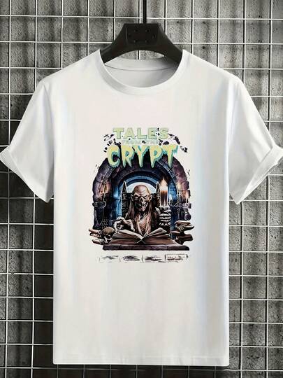 1PC Men's Plus Size Tales From The Crypt Horror Storyteller T-Shirt Gothic Dark Fantasy Design