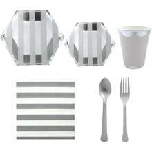 Disposable Kitchenware - ลายทางสีเงิน - ดู 6