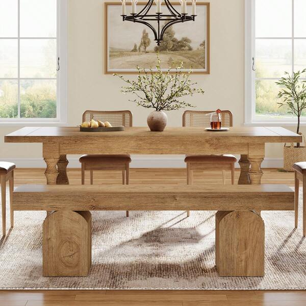 LITTLE TREE 59-Inch Dining Bench For 2-3 People – Modern Black Kitchen Bench With Arched Base, Extra Long Table Bench For Dining Room, Entryway, Living Room, Sturdy Seating For Home & Restaurant