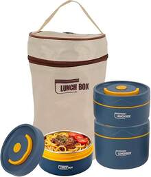 Juego de Contenedores de Almuerzo Aislados, Fiambrera Bento Apilable Portátil, Contenedor Térmico para Alimentos, Tarro de Comida Caliente de Boca Ancha con Bolsa - 3 piezas - Ver 2
