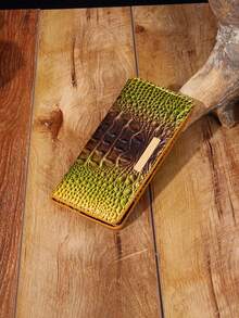 Classic Crocodile - Patterned Wallet - Zippered Pocket & Card Holders, Ideal For Daily Use - Cá Vàng Nâu - Xem 3