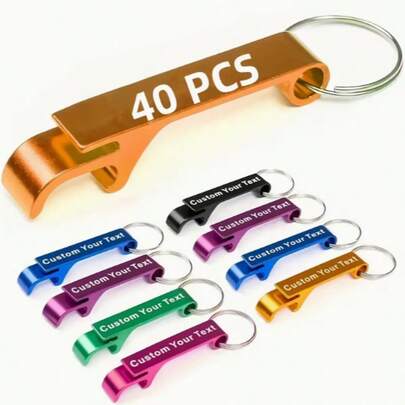 Customize 40 Pieces Of Multi-Color Metal Portable Personalized Keychain Bottle Openers - Personalized Text Design, Ideal Choice For Wedding Gifts, Young People's Parties, And Corporate Events, Durable And Stylish Styling, Party Souvenirs | Customized Design | Durable Keychains, Bottle Openers, Wine Bottle Opener Keys, Bar, Birthday, Christmas, Graduation Season, Party Custom Gift Selection