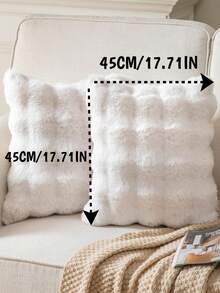 1件装饰性仿兔毛抱枕套（不含填充物），现代法兰绒毛绒抱枕套，拉链封口，适用于家居、沙发、客厅 - 彩色 - 查看 17