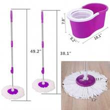 Mopping 360° Microfiber Spin Mop With Bucket And Dual Mop Heads Self Wringing Spinning Mop Telescoping Handle Easy Floor Mop Floor Cleaning System For Home Kitchen Office Purple US Stock - 紫色 - 查看 4