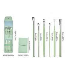 New 6 Pcs Ear Wax Removal Tool Set With Storage Tube, + 8 Pcs Nail Clipper Set - Xanh lá cây + Xanh lá cây - Xem 4