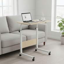 Ecommerc3 MOBLEKIT | Bàn phụ cho sofa hoặc giường ngủ bằng gỗ và kim loại, kiểu cố định hoặc điều chỉnh được với tùy chọn bánh xe, bàn làm việc nhỏ gọn cho gia đình - Miễn phí vận chuyển ✅ Giao hàng 24/48 giờ đến Tây Ban Nha (Bán đảo) - Blanco Mesa 1: 60x40x65-89 CM - Xem 7