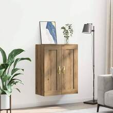 Larryhot Pensile Rovere artigianale 69,5 x 34 x 90 cm Legno multistrato,Robusto e durevole, facile da montare, la scelta ideale per l'arredamento della casa - Castano - Visualizzare 4