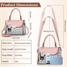 Small Purses And Handbags For Women Fashion Teenage Girls Crossbody Bag Lightweight Shoulder Bag Plaid Pattern Satchel - Hồng - Xem 4