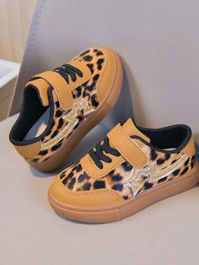 1 Pair Spring/Autumn Soft Leather Flat Bottom Sneakers, Toddler Girls/Boys Casual Comfortable Non-Slip Shoes