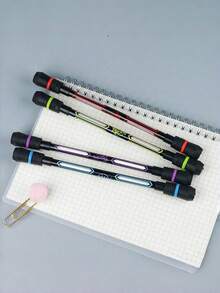 4支装 0.5mm 黑色签名旋转指尖笔 创意指尖旋转笔 日常办公书写笔 可替换笔芯 减压笔 - 彩色 - 查看 6