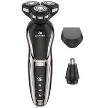 Afeitadora eléctrica 3 en 1 para hombres, recargable por USB, inalámbrica, con recortadora de vello nasal, cuchillas flotantes 3D, pantalla digital, capacidad de batería de 600mAh - Negro - Ver 13