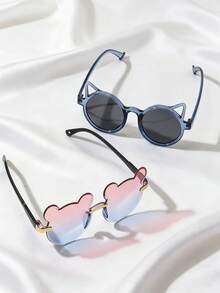 两副可爱的猫咪造型眼镜 - 藍色 - 查看 3