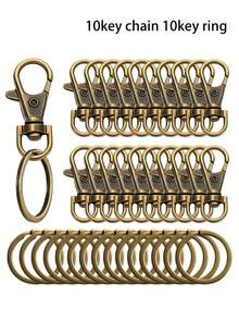 10/100PCS Lobster Clasp With Split Rings And Swivel Buckle Hanging Waist Key Hook Buckle, Zinc Alloy Dog Buckle For DIY Leather Case Bag Hardware Accessories Jewelry Making