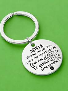 1 pieza Llavero de acero inoxidable para hombres, regalo de cumpleaños para abuela y abuelo, regalos de Acción de Gracias - Plateado - Ver 4