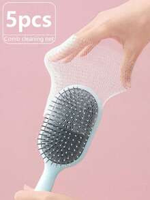 50pcs Elastic Mesh Nylon Brush Cleaner - Detachable & Reusable Regular Hair Comb, Round & Long Handle Brush Cleaning Tool, Hair Residue Remover, Brush Cleaning Kit - Multicolor - View 12