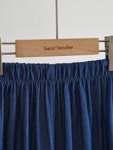 2pcs/Set Fashionable Denim Style Sleeveless Top Paired With Navy Wide Leg Pants, Casual Outfit For Teens - Navy Blue - View 7