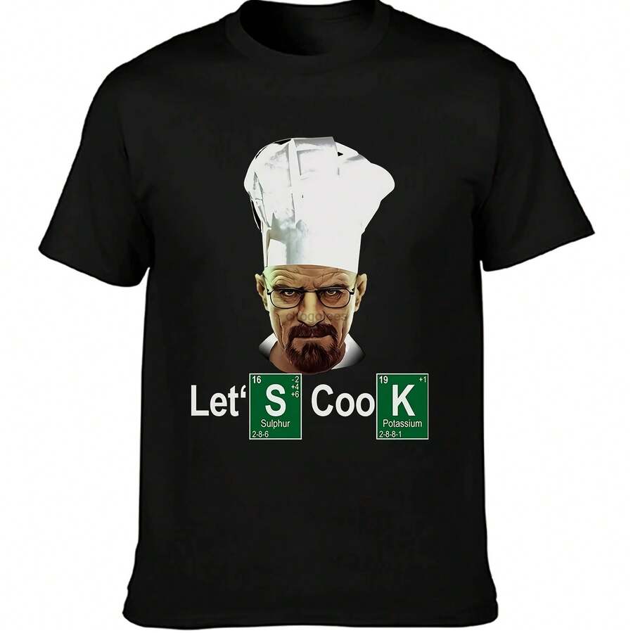 CAMISETA DE CHEF DE LET'S COOK - Breaking Walter White Meth Heisenberg TV Bad Girl - Negro - Ver 1