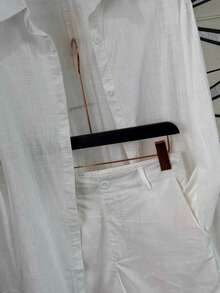 Linen Shirt And Shorts Set (2 Pieces) - White - View 3