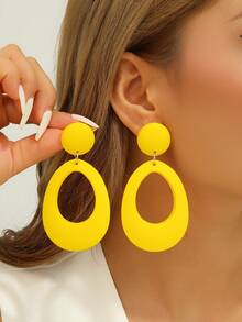奶油甜甜圈树脂耳环，简约亚克力圆形开口耳环，轻盈百搭，温柔优雅，修饰脸型 - 彩色 - 查看 2