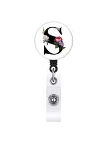 1pc Retractable ID Badge Reel With Clip, Rotary Clasp Fit For A-Z ID Cards, White Glass Keychain, Suitable For Nurses, Doctors, Office Supplies, Back To School Identification, Meaningful Gift For Halloween, Christmas, Valentine's Day, New Year For Friends, Colleagues, Teachers, Elders