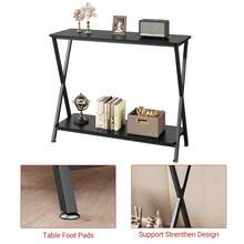 Techigher 2-Tier Narrow Console Table,Long Farmhouse Console Table,Industrial Entryway Table With Storage Shelf,Thin Sofa Table Behind Couch,Wood Side Table For Hallway Office Foyer Living Room - 31" Black - View 5