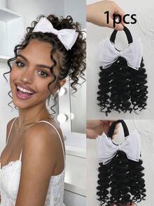 1 Pc 8-Inch Bowknot Braid Ponytail Wig, Suitable For Daily Wear By Women - Natural Black - View 7