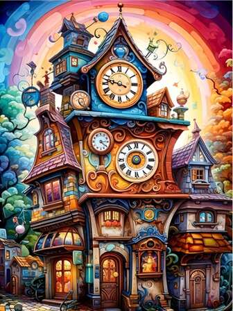 Diamond Painting Kit - Fashion Clock Tower -Inches - Art Project - Perfect Gift For Any Occasion